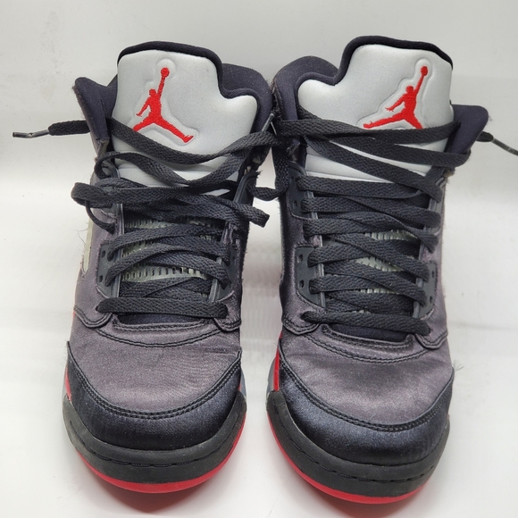 Jordan Other - Nike Air Jordan 5 Satin Bred Sneakers Black Red